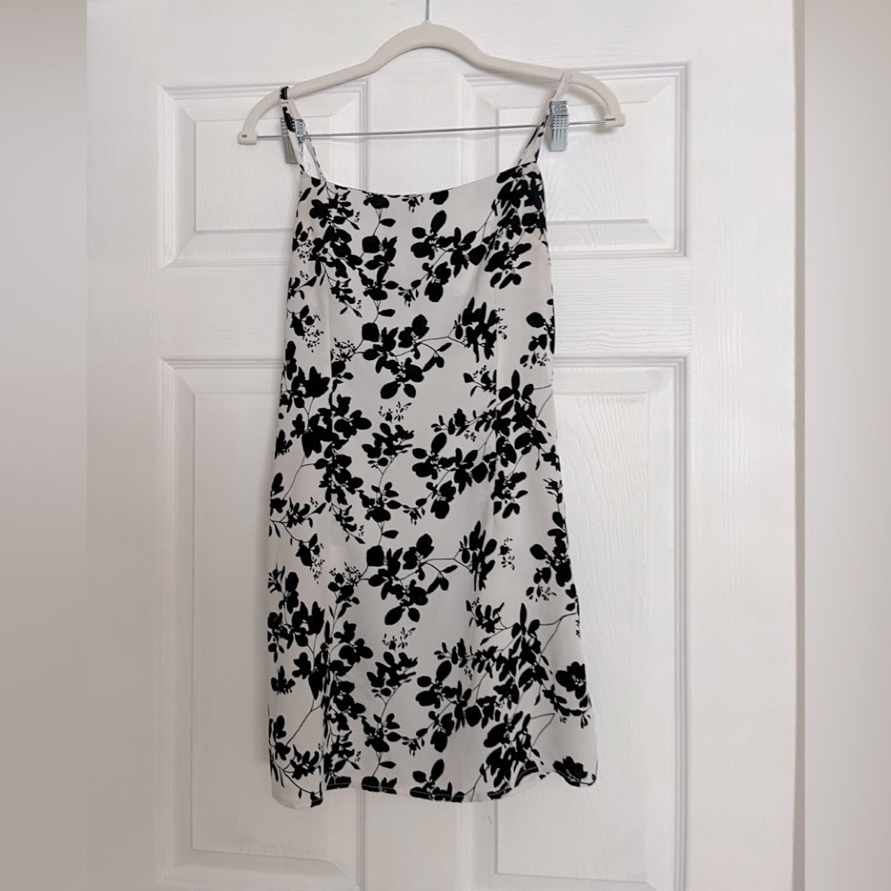 Elegant Black and White Floral Dress